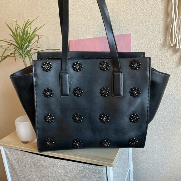 Christian SIriano Black LG embellished tote - Picture 1 of 6